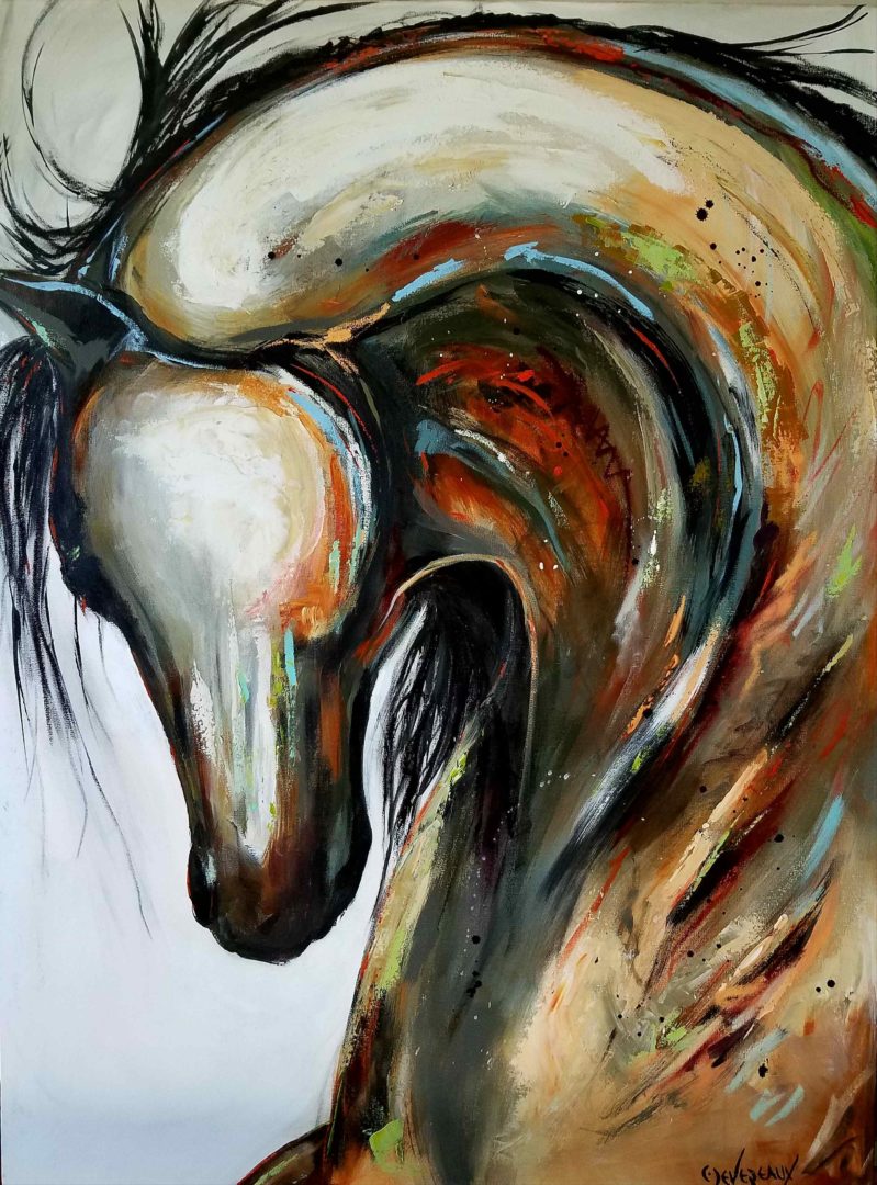 Abstract Contemporary Acrylic Oil Horse Equine Painting - Acrylic & Ink ...